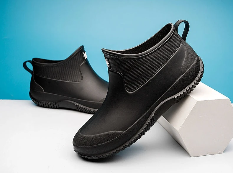 Men's Soft Rubber Rain Boots, Wide Toe, Slip Resistant, For Garden & Work_voghion.com