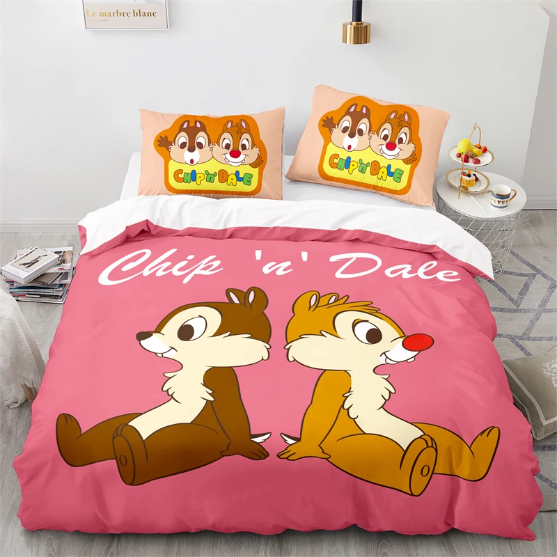 Cute Chip 'n' Dale Character Printed Duvet Cover Set Pillowcase Twin Full Queen King Cartoon 3d Bedding Set Bedclothes Bedding