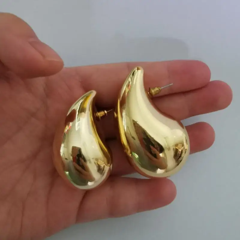 

Huge Size 5CM Water Drop Earring for Women Brass Chunky Hollow Smooth Exaggerated Thick Large Jewelry 2023 New Design