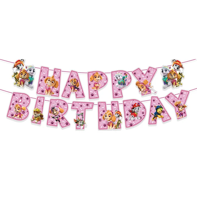 Paw Patrol – décorations de fête à thème Skye rose, ensemble de vaisselle, assiettes, gobelets, serviettes, fournitures de fête pour enfants, jouets cadeaux 6