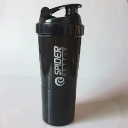 Enhanced Fitness Sports Shake Cup - Large Capacity Protein Stirring Bottle - 501-600ml (Black)