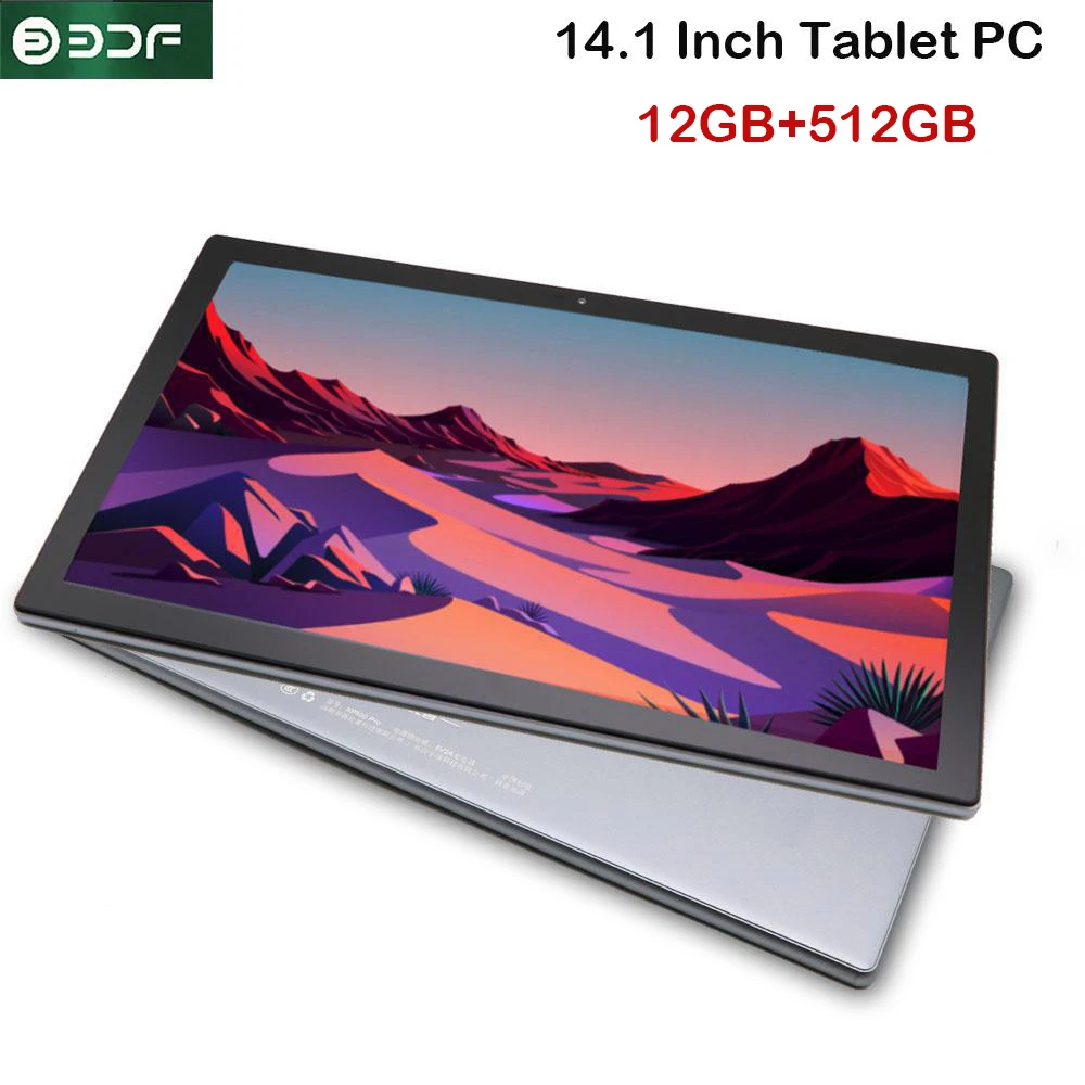 2024 New 14.1 Inch Tablet PC Android 12 12GB+512 GB 1920*1080 IPS 4G Phone Call Bluetooth 5G Wi-Fi Pad 10000mAh