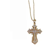 2025 New Gold color Cross Pendant Necklace (One Piece)  Religious  Style Jewelry Fashion Elegant Party Accessory