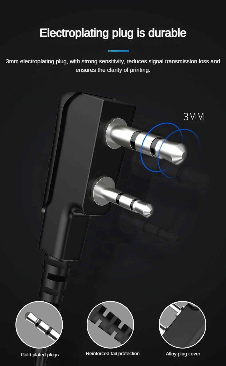 2 Pin Walkie-Talkie Headset Wired Zwei Weg Ham Radio Hörer Kopfhörer Für Baofeng BF-888S UV5R Walkie Talkie lächelndes gesicht Earwea – Detail 5