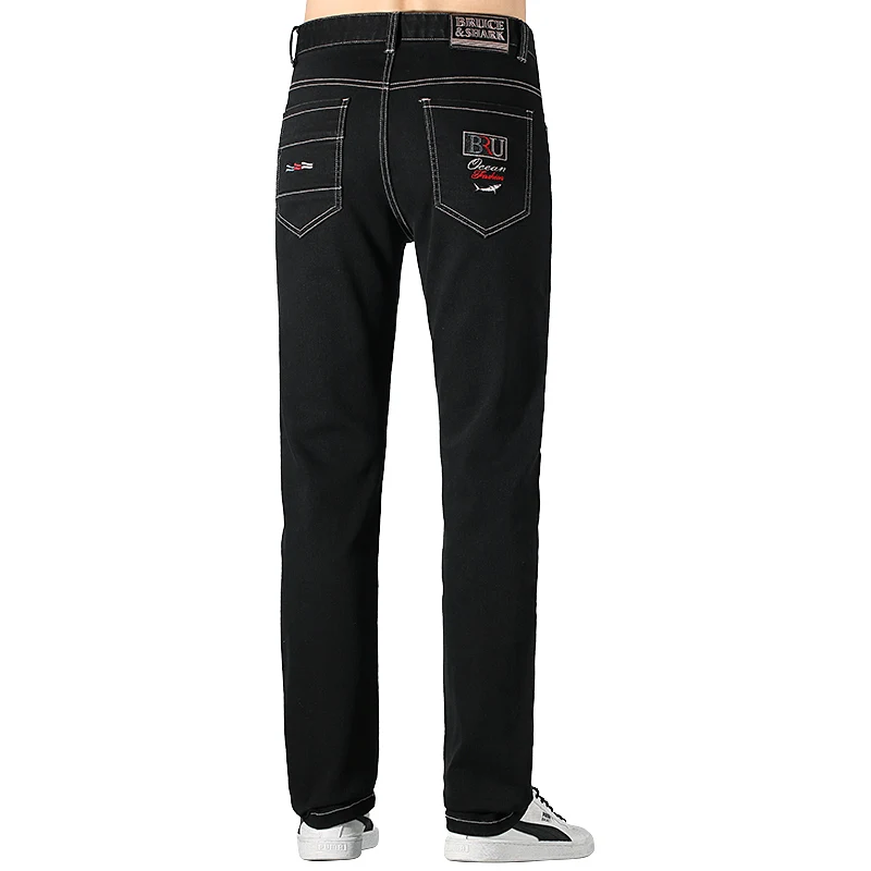 New Men's Winter Black Jeans Thicken Full Mid Waist Jeans for Man Bruce&Shark Fashion Casual Straight Leg Loose Fit Big Size 42 3