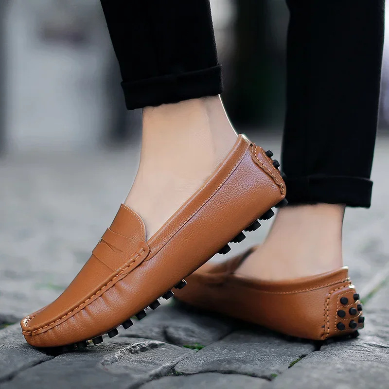 

Genuine Leather Suede Shoes Men Casual Fashion Shoes Luxury Brand Mens Loafers Moccasins Breathable Flats Slip on Big Size Shoes