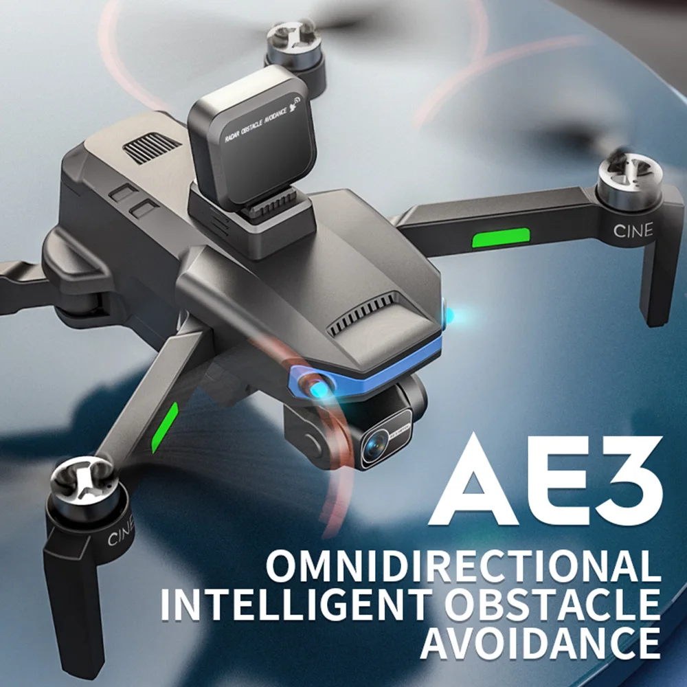 2024 드론 브러시리스 360 ° 장애물 회피 3 축 흔들림 방지 FPV 항공기, 8K HD 항공 사진 GPS RC 완구, AE3