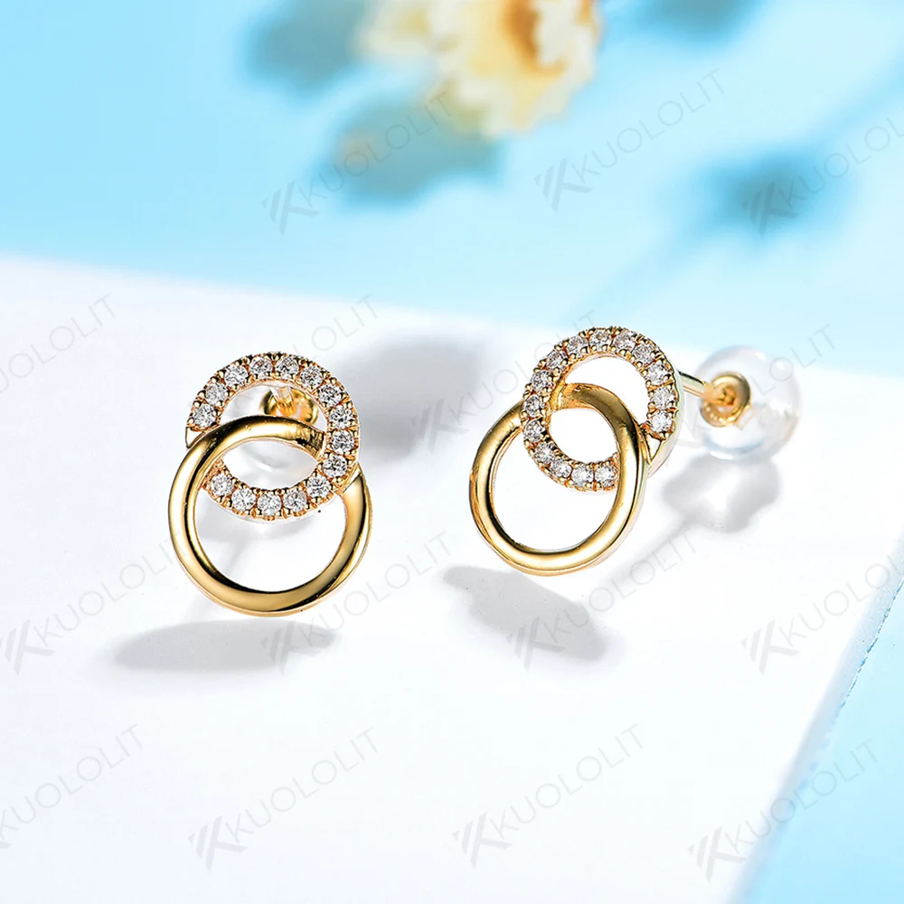 Gold Stud Earrings for Women, Daily Wear Gold Earrings, Moissanite