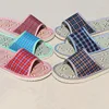 Summer Eva Soft Sole Linen Indoor Slippers For Men Women Simple Non-slip Wooden Floor Slides Comfort Plaid Home Slipper Shoes 3