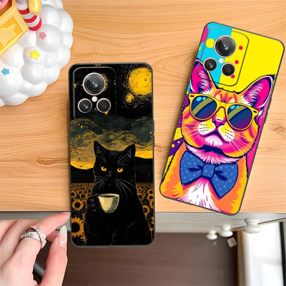 Charming Cat Design Matte TPU Phone Case with Colorful Printing