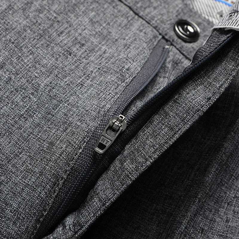 Mens Trousers Business Casual Pants Summer Autumn Dress Straight Pants Elastic Black Grey Loose Formal Pants 5