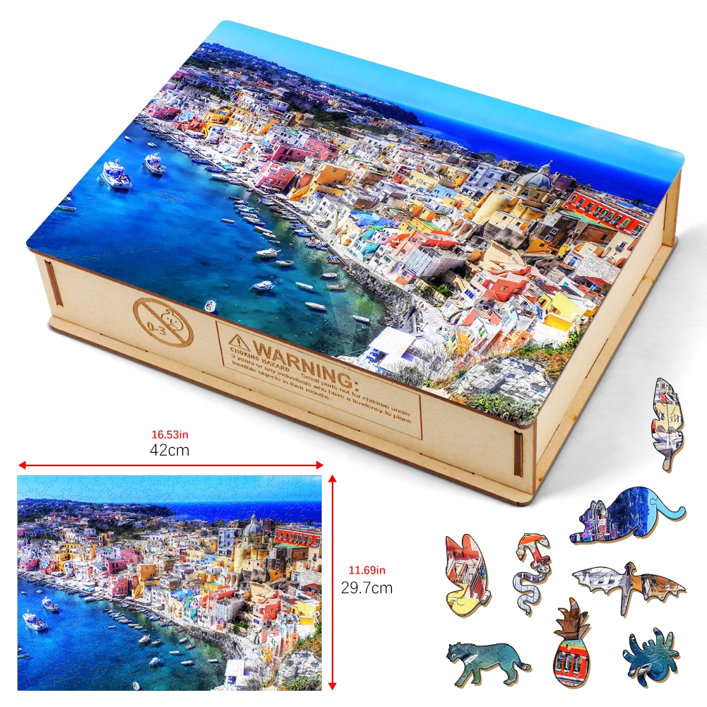 Procida Island Wooden Jigsaw Puzzle Kids Toys Scenery Wood Puzzles For Children Montessori Games Wholesale Secret Puzzle Boxes