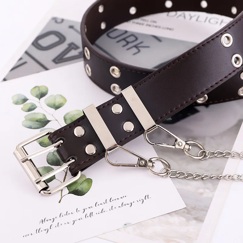 Alloy Women Punk Belts Chain Luxury Genuine Leather New Fashion Pin Buckle Jeans Decorative Ladies Retro Decorative 110cm leather belt jeans belts pin buckle belt
