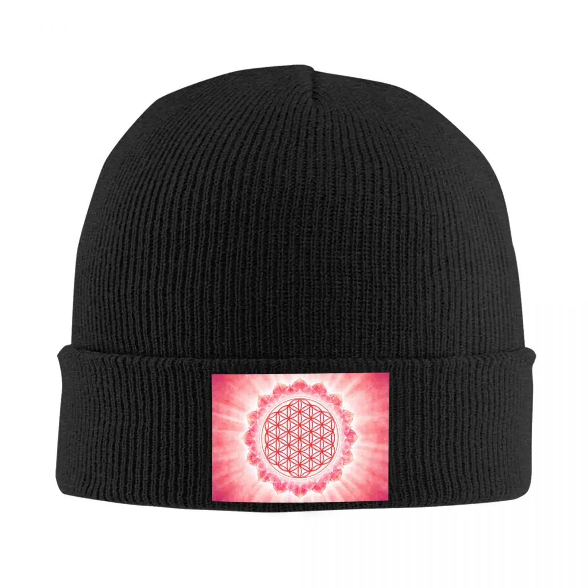 

Flower Of Life Bonnet Hat Knitting Hat Men Women Fashion Unisex Adult Sacred Geometry Mandala Warm Winter Skullies Beanies Caps