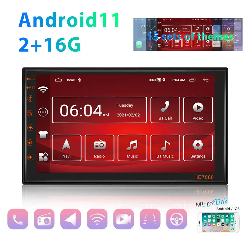 

7-inch Car Multimedia Player Kit 2+16g Android 11 Central Control Large Screen Navigation Reversing Display