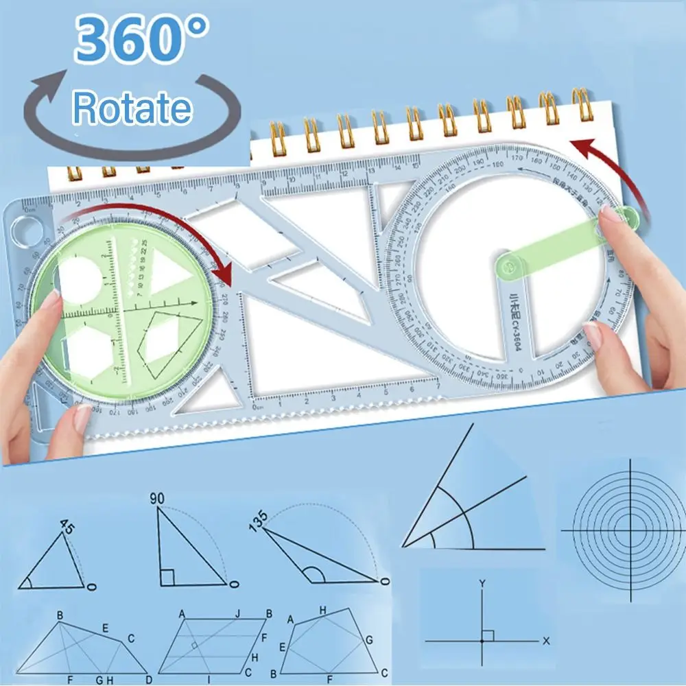 Drawing ruler geometry set 1PC Rotary multi-function geometric drawing ruler protractor learning measuring tool creative stationery school office supplies