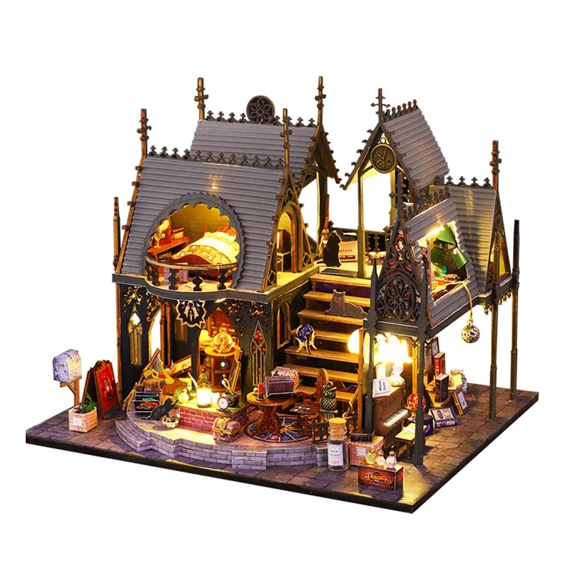 DIY Wooden Room Nook Kit 3D Wooden Puzzle Bookend DIY Book Nooks Kit For Bookshelf Decor, With Light Model Kits For Adults