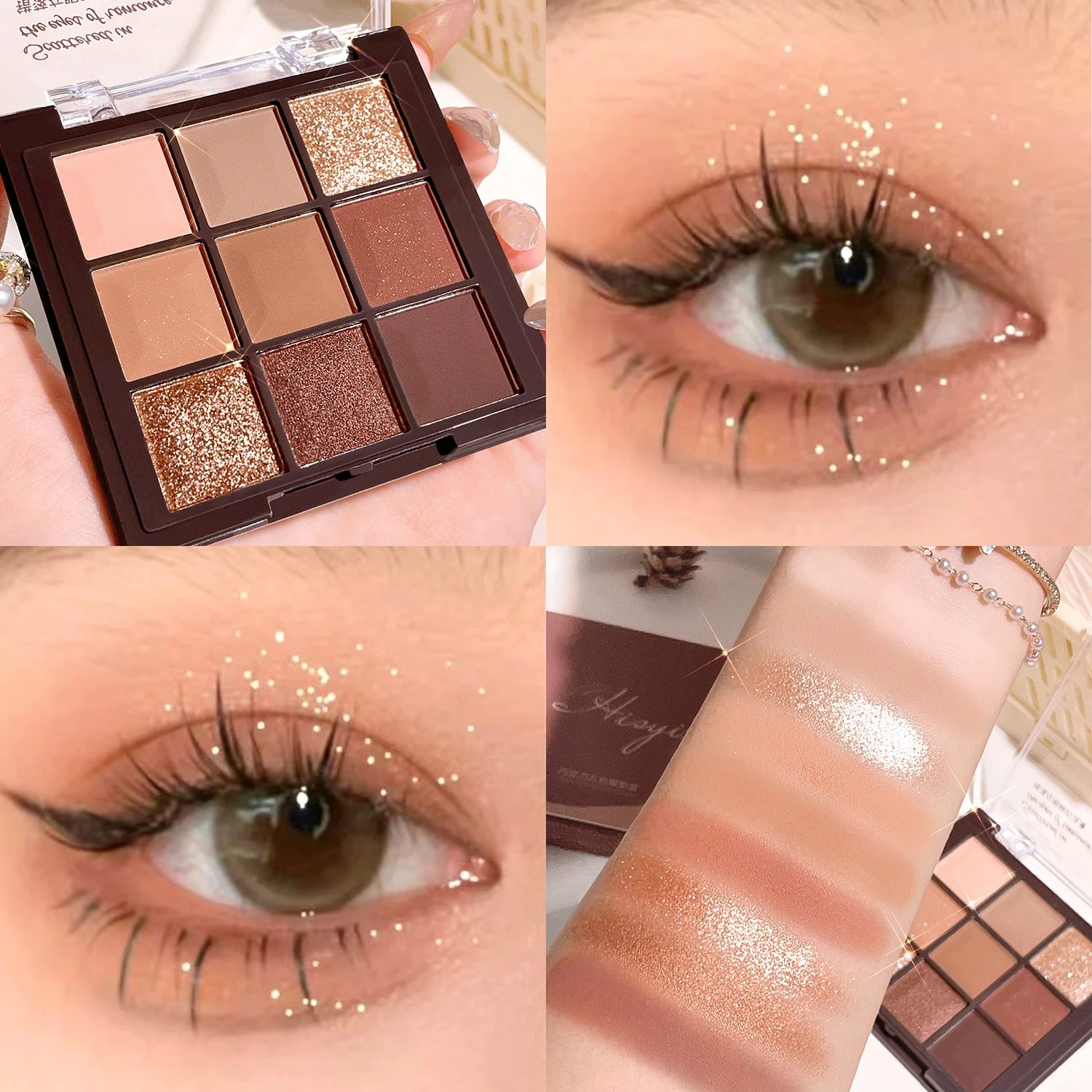 Eyeshadow palette nine-color chocolate eyeshadow palette pearlescent matte large glitter fine comprehensive palette eye shadow eye shadow plate