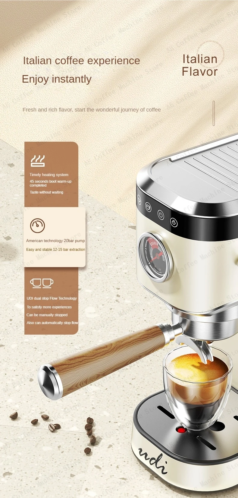 Description Picture 5 of itemSemi-automatic Espresso Machine Simple Control Panel Constant Temperature Extraction Coffee Machine Beginner Espresso Machine