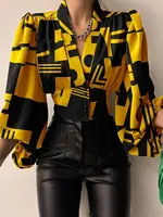 Women's Blouse Sexy Irregular V Neck Blusas Fashion Lantern Sleeve Solid Autumn Elegant Streetwear Casual Loose Tunic Top - Image 5