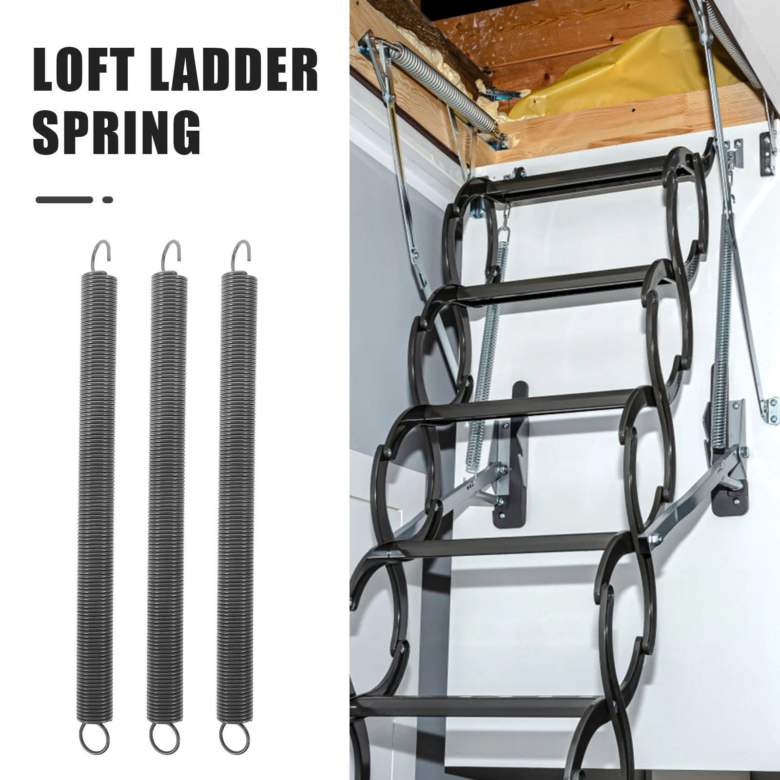 Attic Ladder Spring Loft Spring Kit Steel Replacement Ladder Parts Scaffolding Tools Construction Accessories 3 Pcs ladder spring kit
