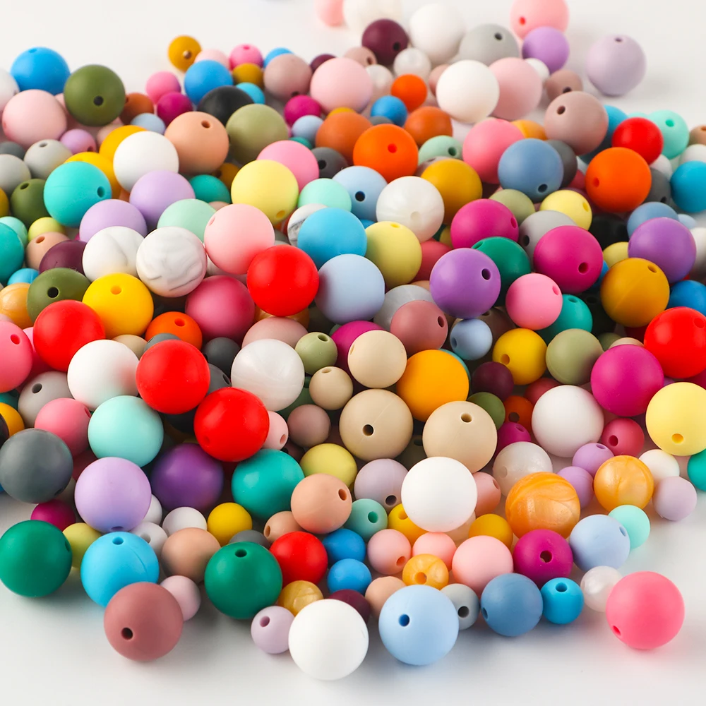 100Pcs 15mm Silicone Beads Multicolor Round Silicone Beads Kit Loose Bulk  Silicone Beads for Keychain Making Necklace Bracelet Crafts, Mixed Color