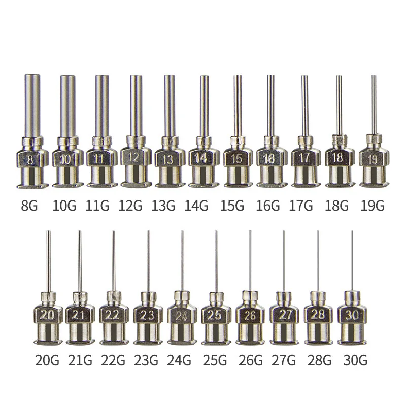 

12 pcs Stainless Steel Dispensing Needles 1/2" Metal Needles Precision Dispensing Needles 25mm Overall Length Dispense Tip