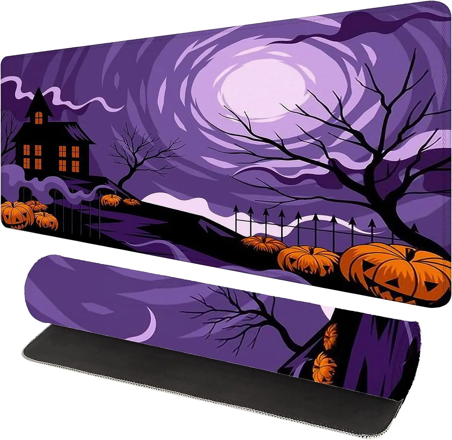 

Halloween Landscape Gaming Mouse Pad Large Girl and Flower Anime Mouse Mat Oversized Computer Pad for Laptop Office 30x80x0.3cm