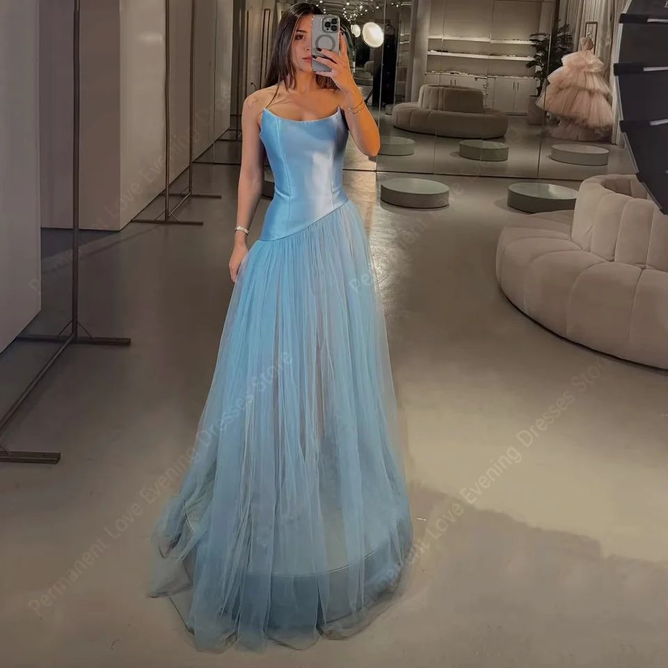 Elegant Tulle Women A-Line Evening Dresses Sweetheart Collar Sleeveless  Prom Gowns Mopping Length Vestidos Para Mujer Customized - AliExpress 320
