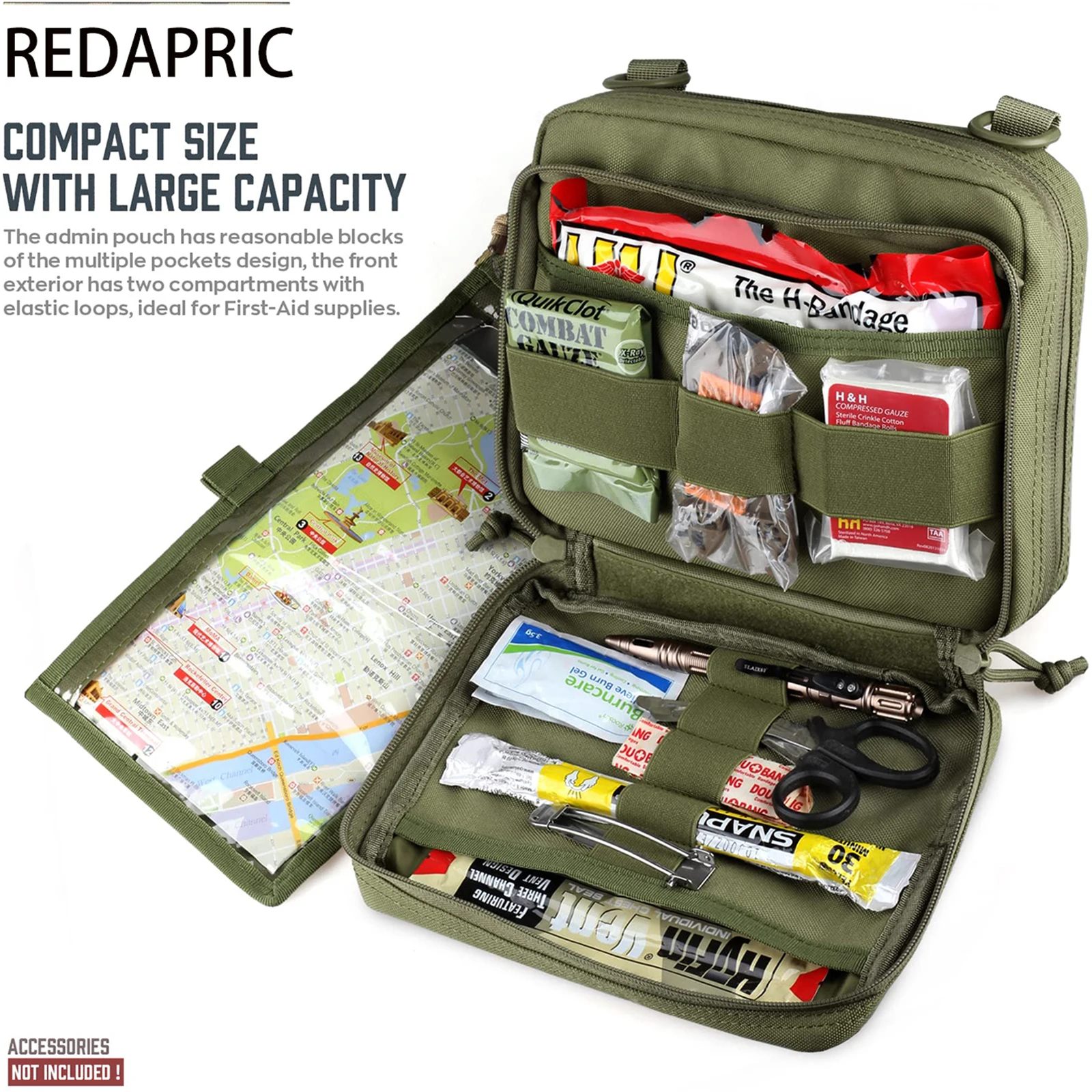Tactical Admin Pouch of Double Layer Design, Molle EDC EMT Utility Pouches ,Sleeve Modular Tool Pouch Large Capacity 3