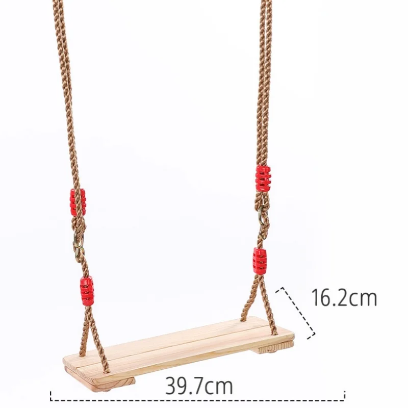 Solid Wood Swing High-Quality Polished Four-Board Wood Swing Adjustable Rope Length Outdoor Rope Swing for Kids Adults