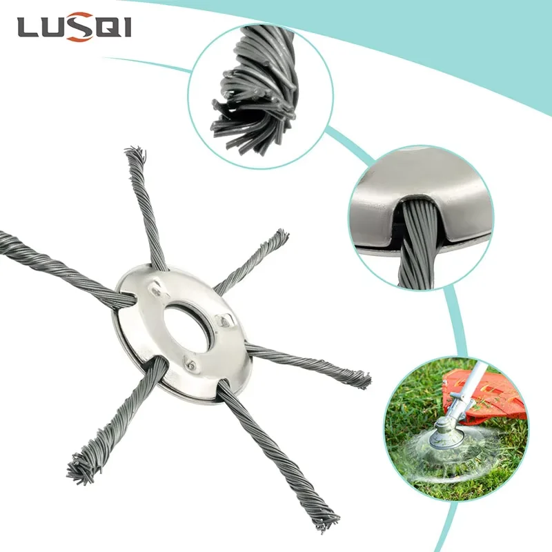 6inch Steel Wire Wheel Head Grass Trimmer Head Universal Weed Brush Fit Straight Shaft Brushcutter Removal Moss Rust Grass Trimmer Head Grass Trimmer Brush Cutter Accessories