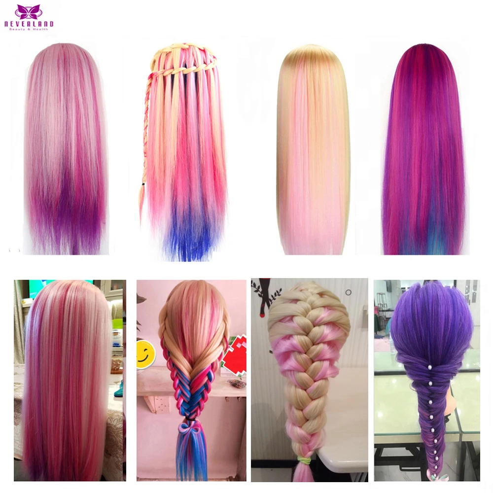 Head Mannequin Rainbow Hair Practice Heads Rainbow Hair Head Mannequin Hair Doll Training