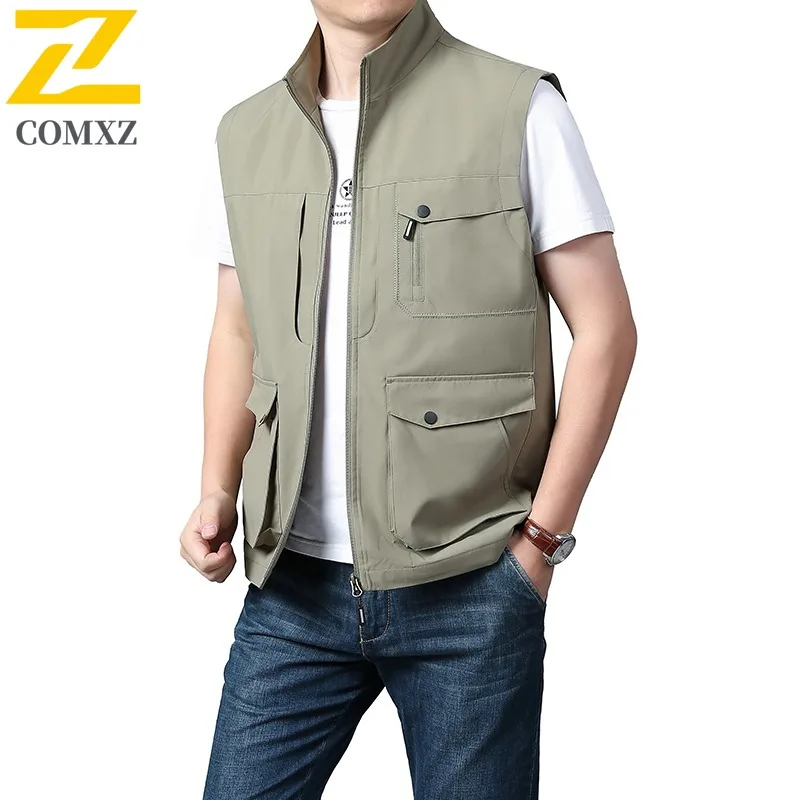 Men's Outdoor Multi-Pocket Work Vest Fishing Photography Tactical Sleeveless Jacket Lightweight Breathable Casual Spring Autumn