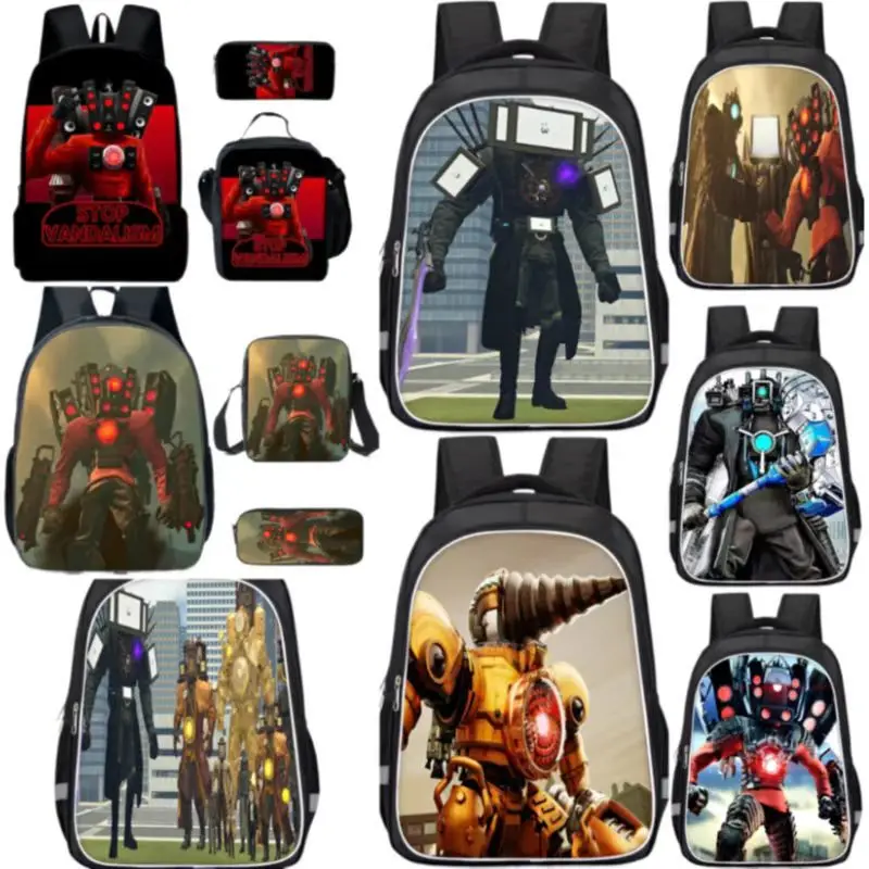 Skibidi Toilet Backpack Skibidi Toilet Bag Lunch Box Speaker Man Tv Man Titans Camera Man Cameraman Boss Bag Pencil Case Mochila