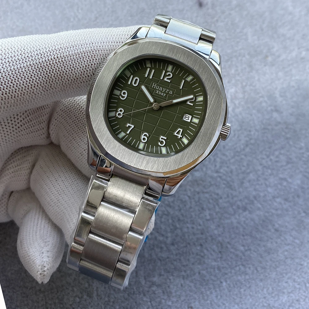 

Deluxe green dial 42mm men's watch stainless steel strap waterproof self-winding mechanical watch calendar