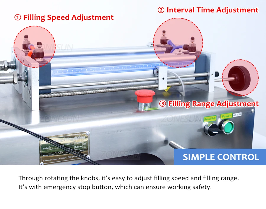 ZONESUN ZS-DTYT2L Pneumatic 2 Nozzles Piston Liquid Filling Machine With Conveyor Belt