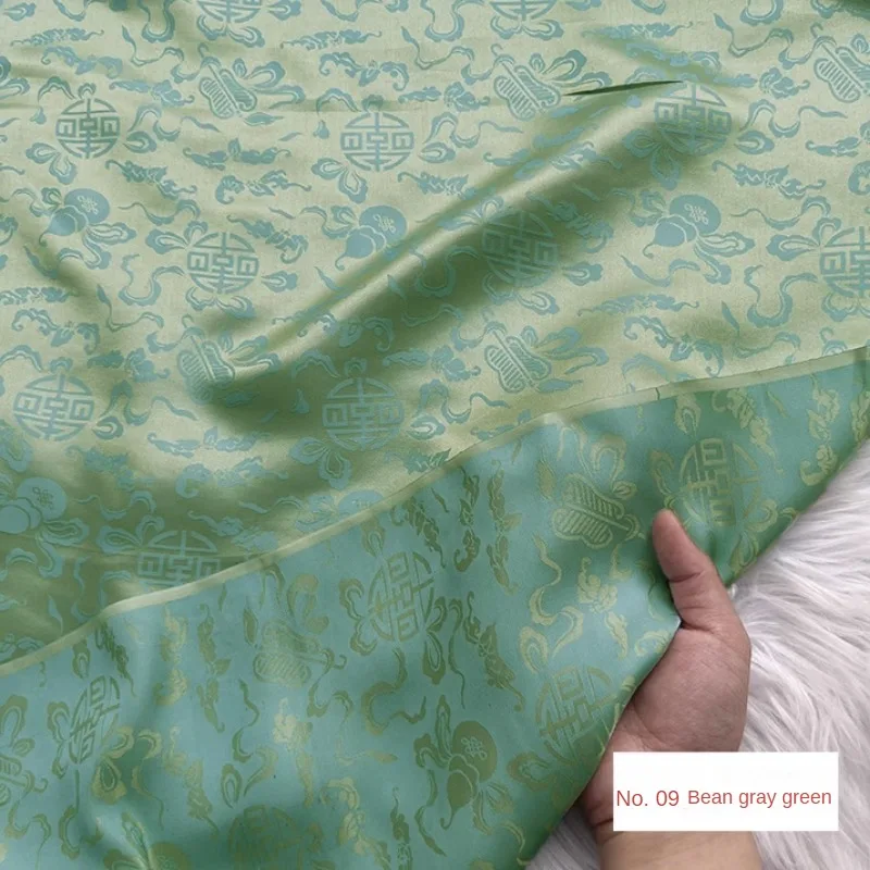 자카드 실크 원단 탑 드레스 잠옷 스커트, DIY 바느질 천, 편안하고 부드러운 통기성 조롱박 화이트 레드, 계량기 당