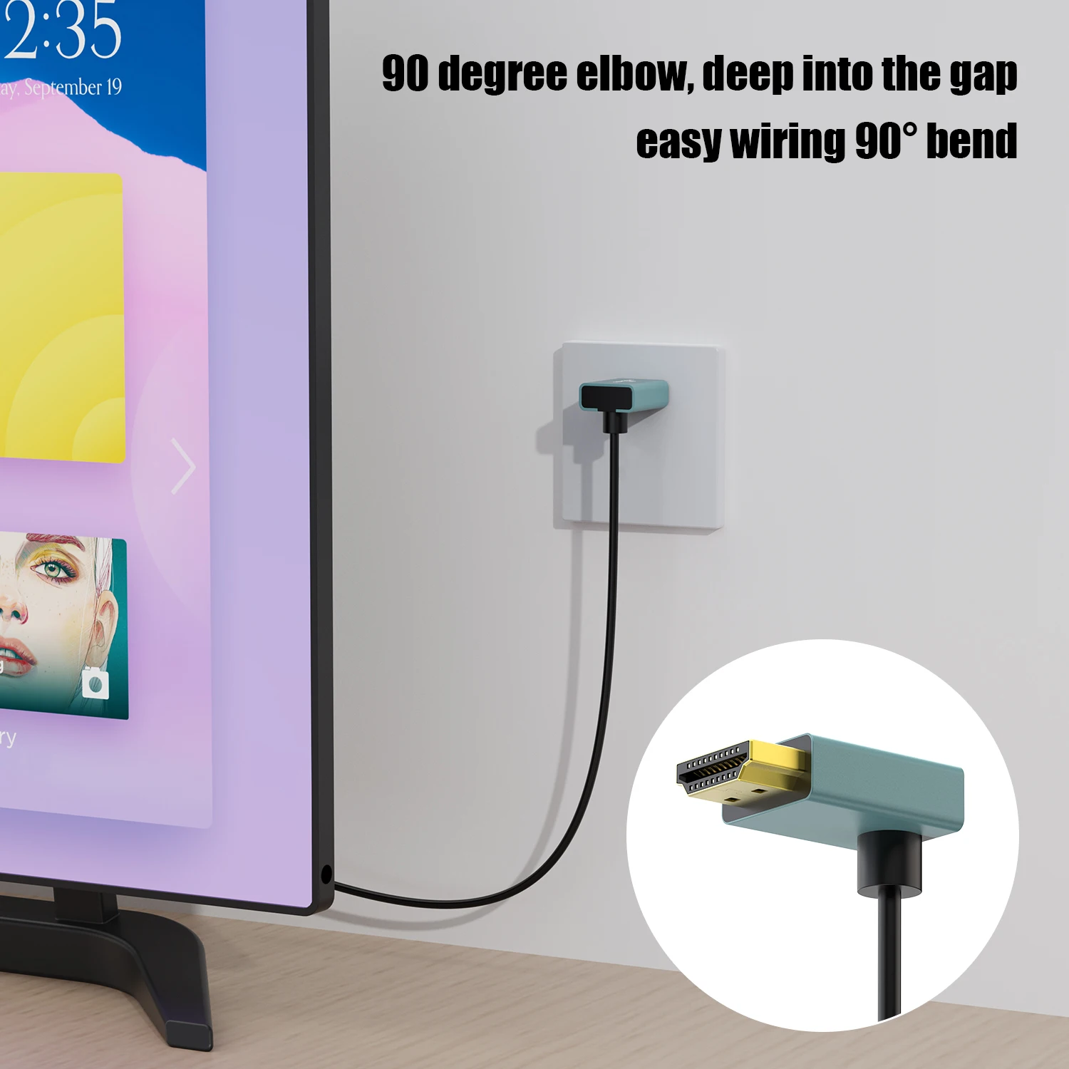 Ultra Thin 8K HDMI 2.1 Cable with 90 Degree Down Angle - Flexible Slim High-Speed Cord for Enhanced Viewing Experience