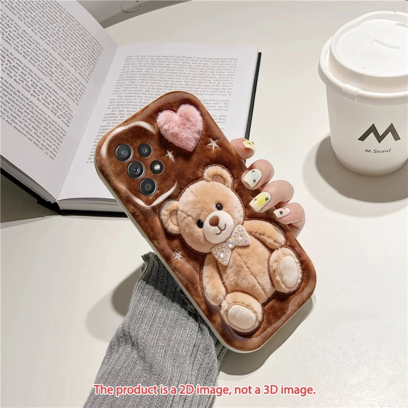 Cute Bear & Pink Heart Phone Case – Stylish and Protective Cover