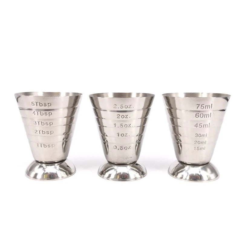 Measuring Jigger Cocktail Cup Bar Measuring Cup 304 Stainless Steel Glass Ounce Measure Jigger Kitchen Bartender Bar Tools 2.5oz 75ml Barware