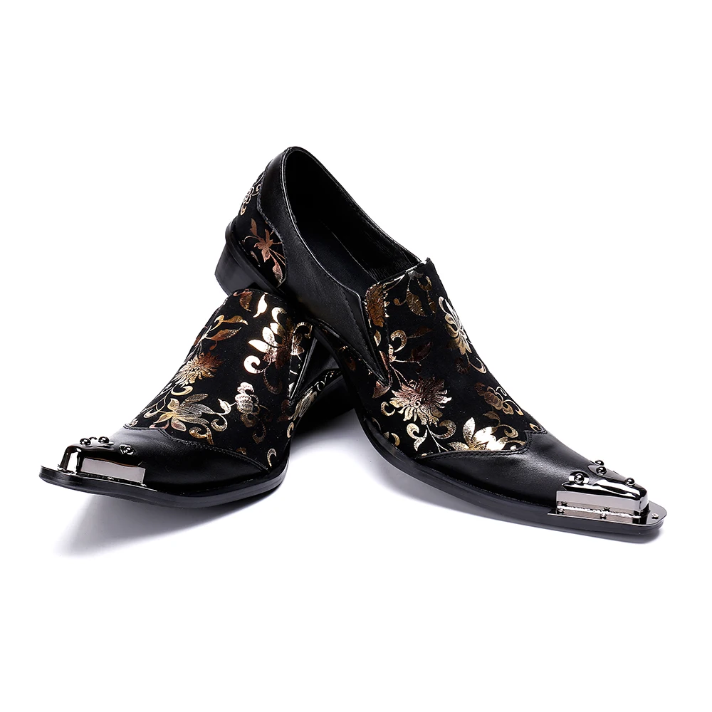 green emerald velvet dress Mens Abstract Black Gold Slip On Loafers Dress Shoes After Midnight 6828 S 9 main image 1