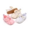 Princess Baby Girls Shoes Infant Lace Flower Mary Jane Flats Cute Bowknot Wedding Dress Shoes Non-Slip Newborn First Walker 2