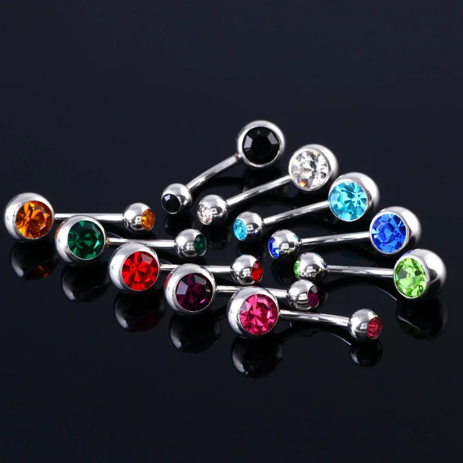 Crystal Zircon Stainless Steel Belly Button Piercing Set - Navel Barbell Collection