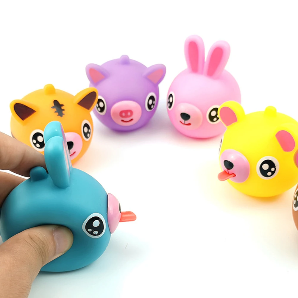 

Bunny Squeeze Tongue Out Fidget Toys Talk Rabbit Pig Tiger Bear Squeak Ball Animal Screaming Doll Adult Kid Play Squeezing Toy