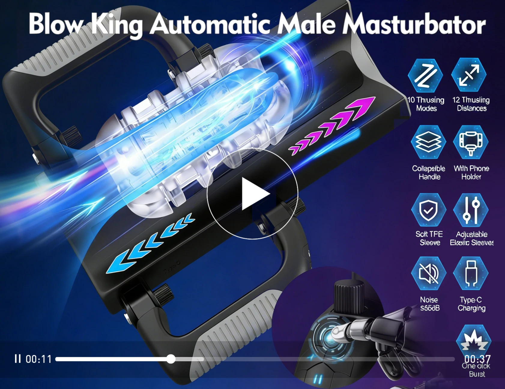 HeartCaptor Electric Male Masturbator Cup Automatic Telescopic Thrusting Handsfree Adult Toy - Details 14