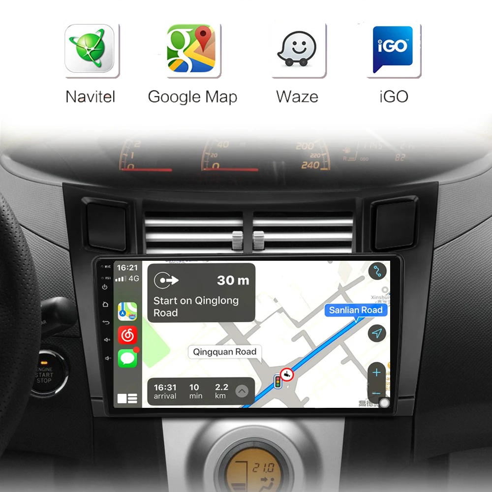 Reproductor Multimedia con Android y navegación GPS para Toyota, Radio de coche 2 Din con Carplay, 4G + 64G, navegador, para Toyota Yaris 2007, Fascia, 2005 - 2012