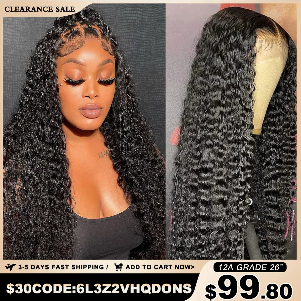 Wow Angel HD Lace Frontal Wigs 250% 13X6 Lace Front Wigs Water Wave HD Lace  Closure Curly Wig Full Lace Human Hair Wig For Woman