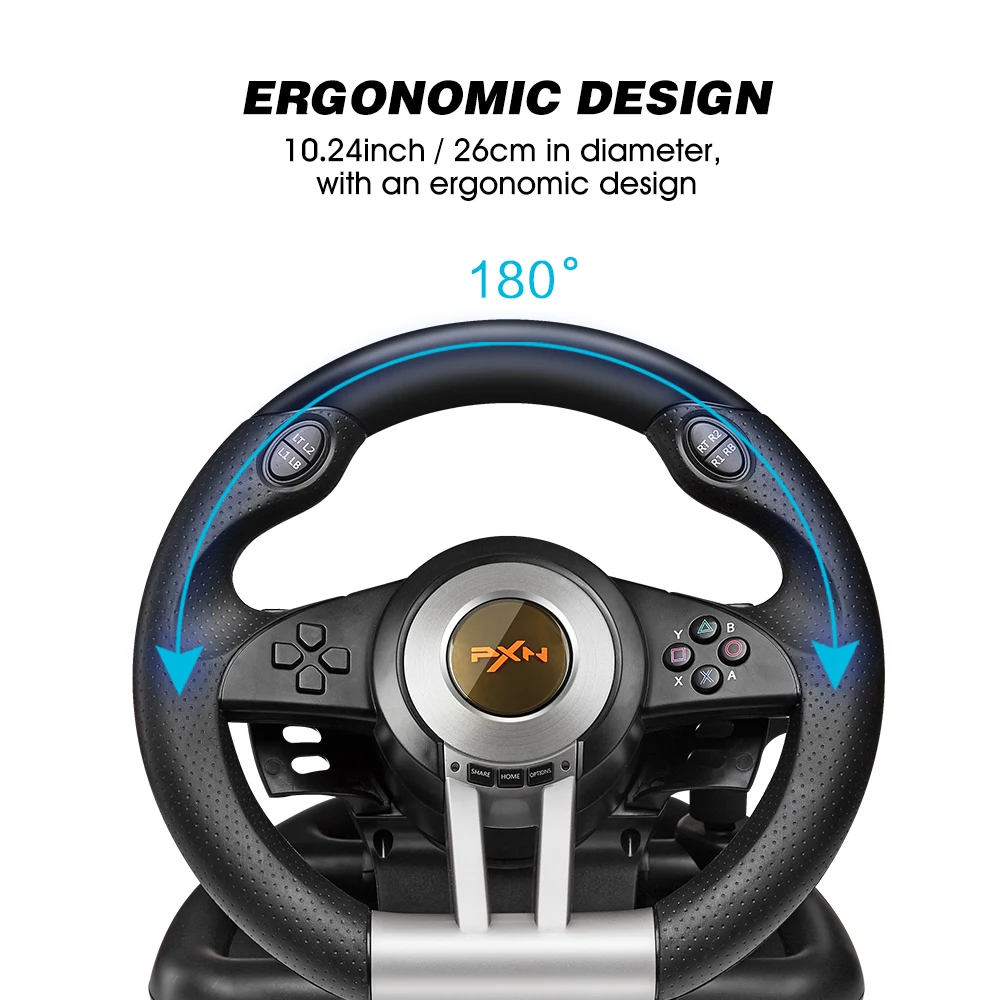 PXN V10 wired 900 degree force feedback vibration gaming steering wheel for  pc, ps4, xbox series, with pedals and shifter - AliExpress