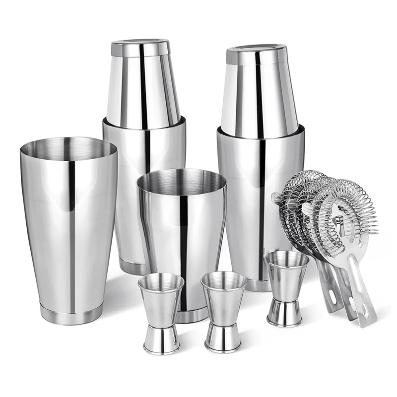Boston Shaker Cocktail Set Kit Barman Kit 12 Pezzi Shaker Per Bevande Con Colino Bartending Martini Shaker Tin